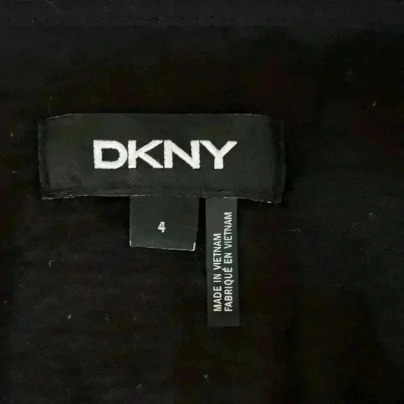 DKNY Black Zipper Pocket Drawstring Waist Roll-Tab Sleeve V Neck Jumpsuit Size 4 - Picture 14 of 16